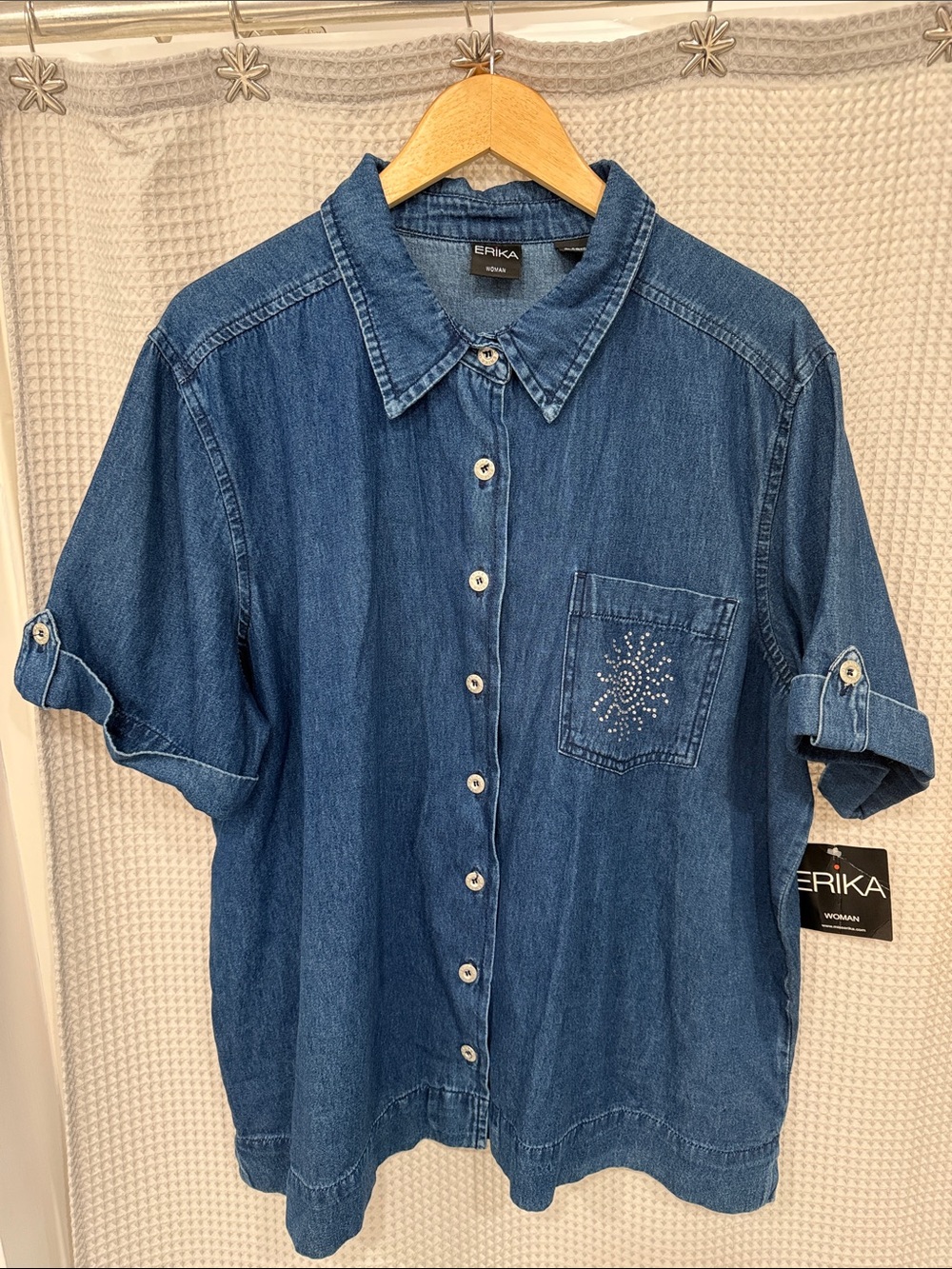 Erika Casual Denim Button-Down Shirt in Blue